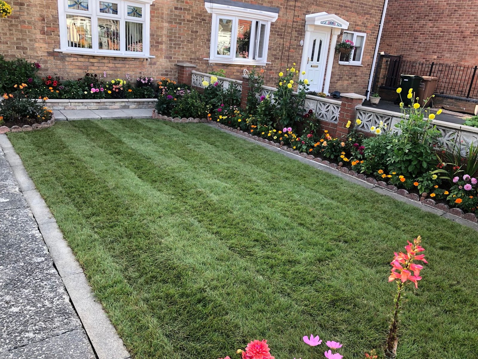 Freshly laid lawn at a North East home